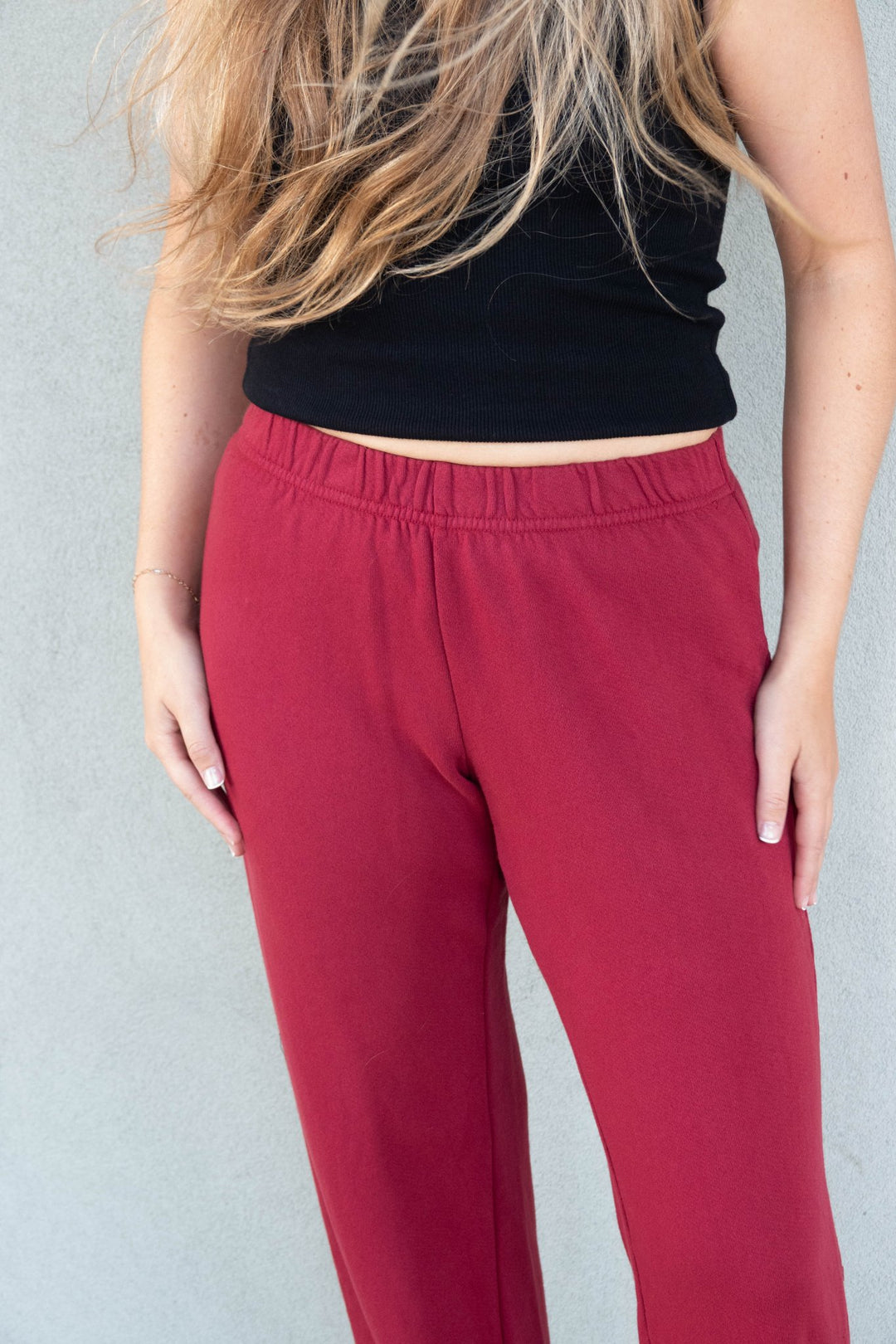 Nora French Terry Pant - Ruby Red - Jaffi&