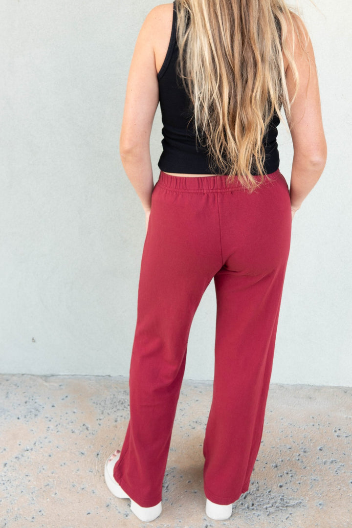 Nora French Terry Pant - Ruby Red - Jaffi&