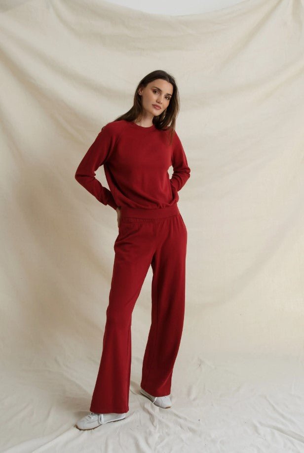 Nora French Terry Pant - Ruby Red - Jaffi&