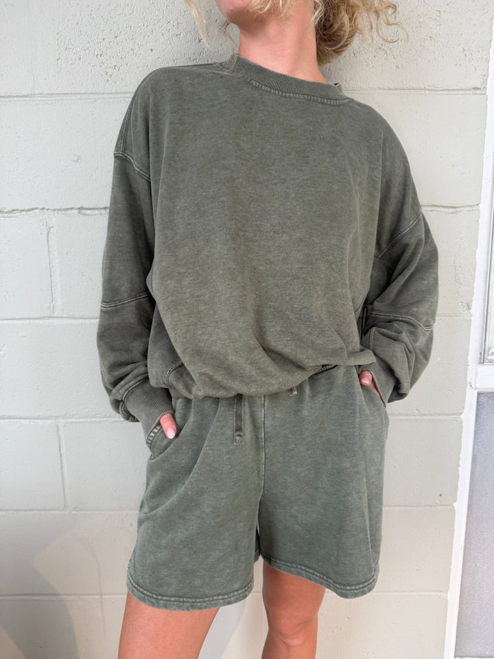 Olive French Terry Short - Jaffi's