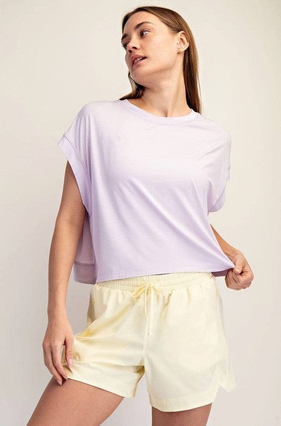 Viscose Modal Open Back Tee - Petal Lilac