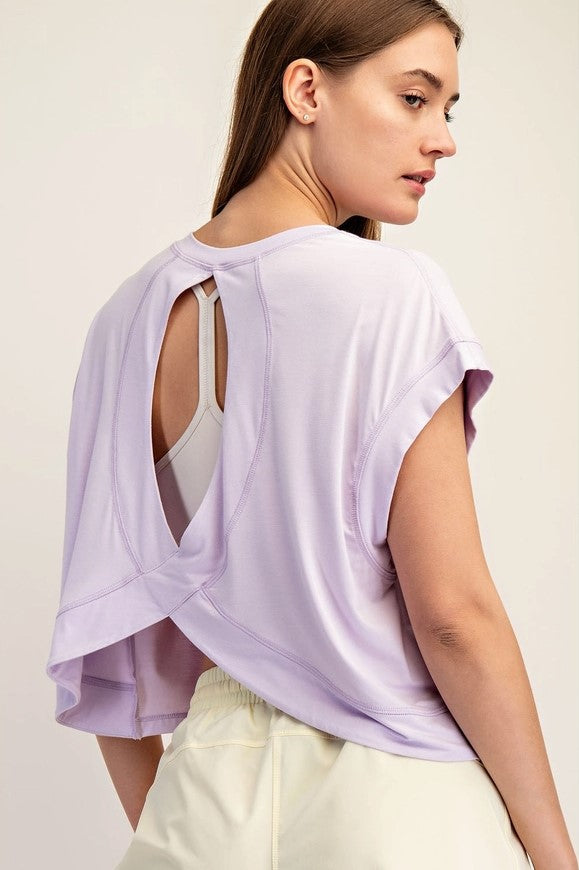 Viscose Modal Open Back Tee - Petal Lilac