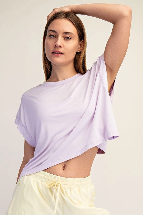 Viscose Modal Open Back Tee - Petal Lilac