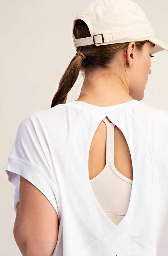 Viscose Modal Open Back Tee - White