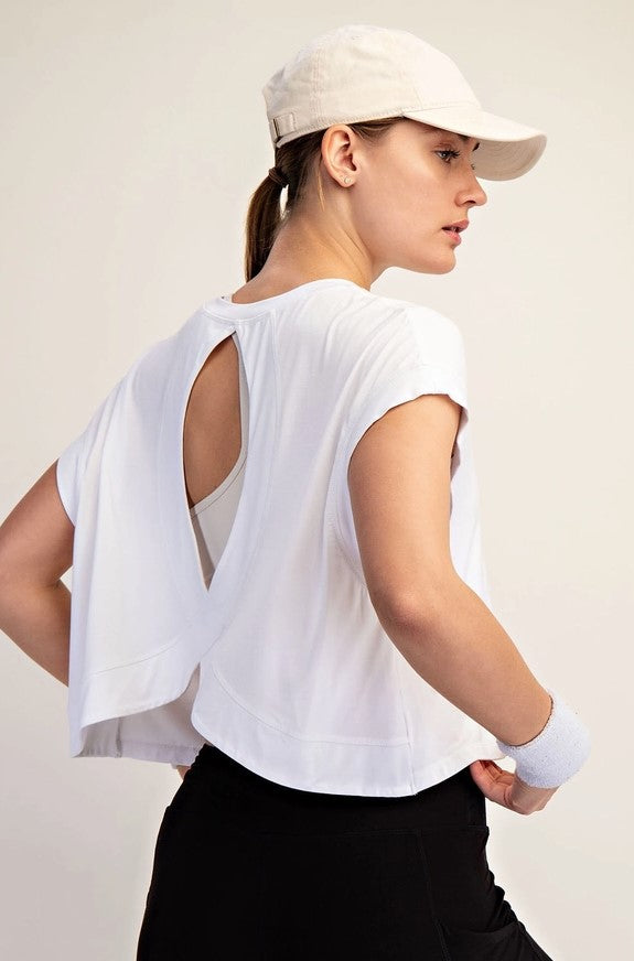 Viscose Modal Open Back Tee - White