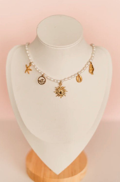 Ophelia Freshwater Pearl Charm Necklace - Jaffi's