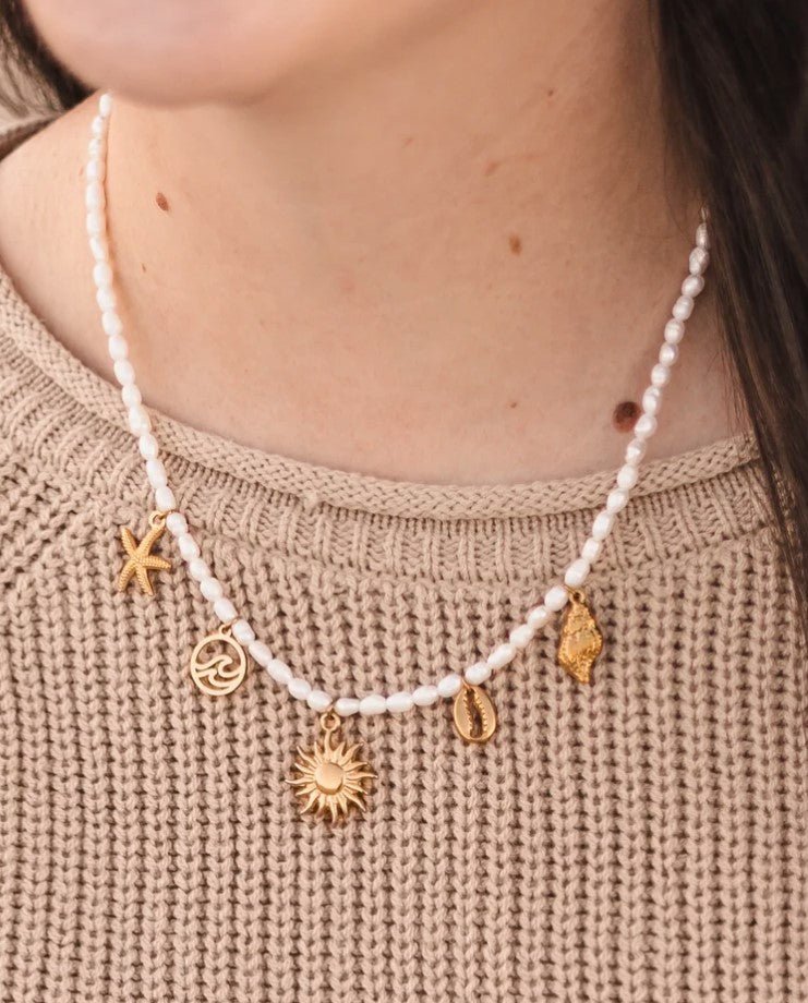 Ophelia Freshwater Pearl Charm Necklace - Jaffi's