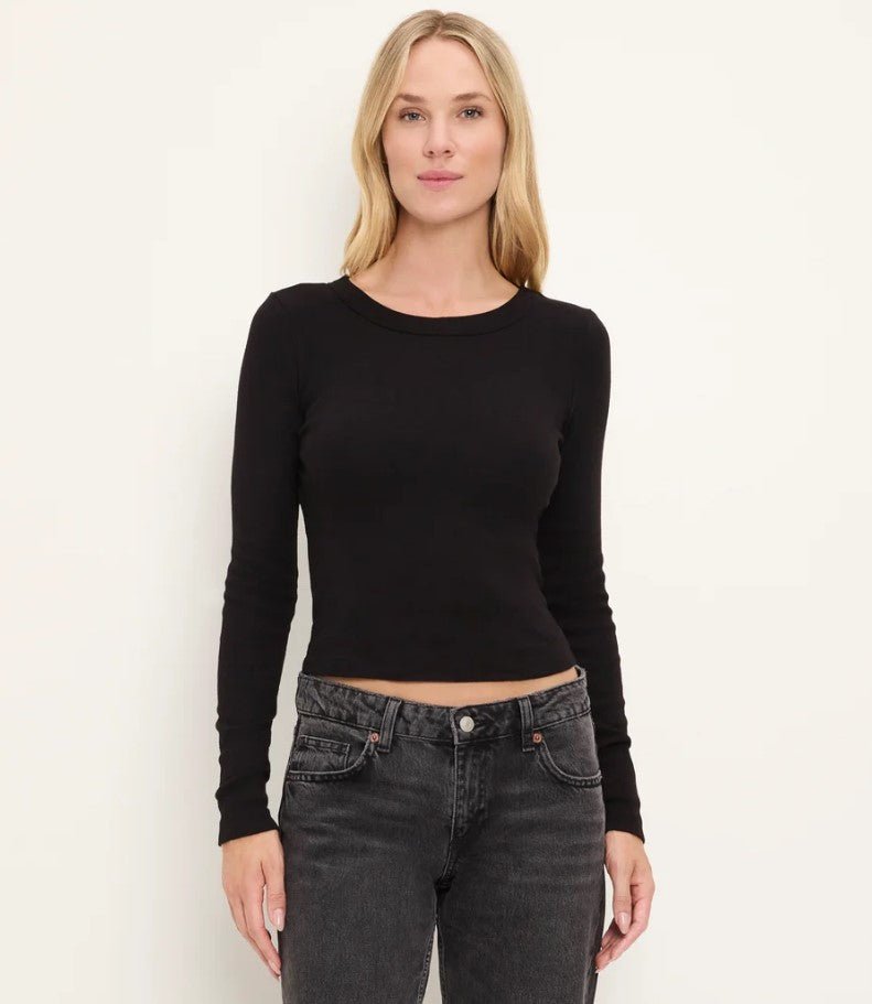 Orion Cropped Long Sleeve Tee - Black - Jaffi's