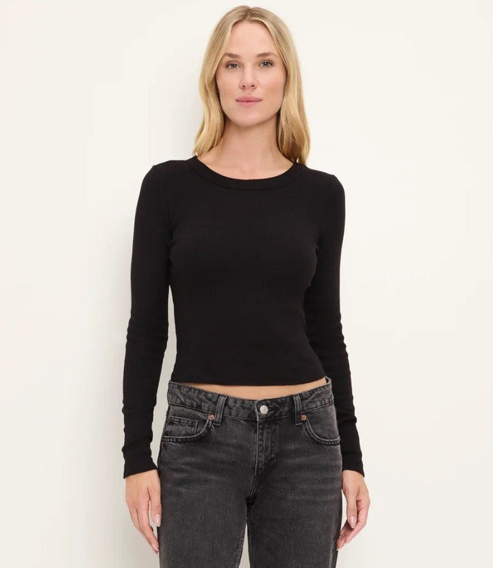 Orion Cropped Long Sleeve Tee - Black - Jaffi&