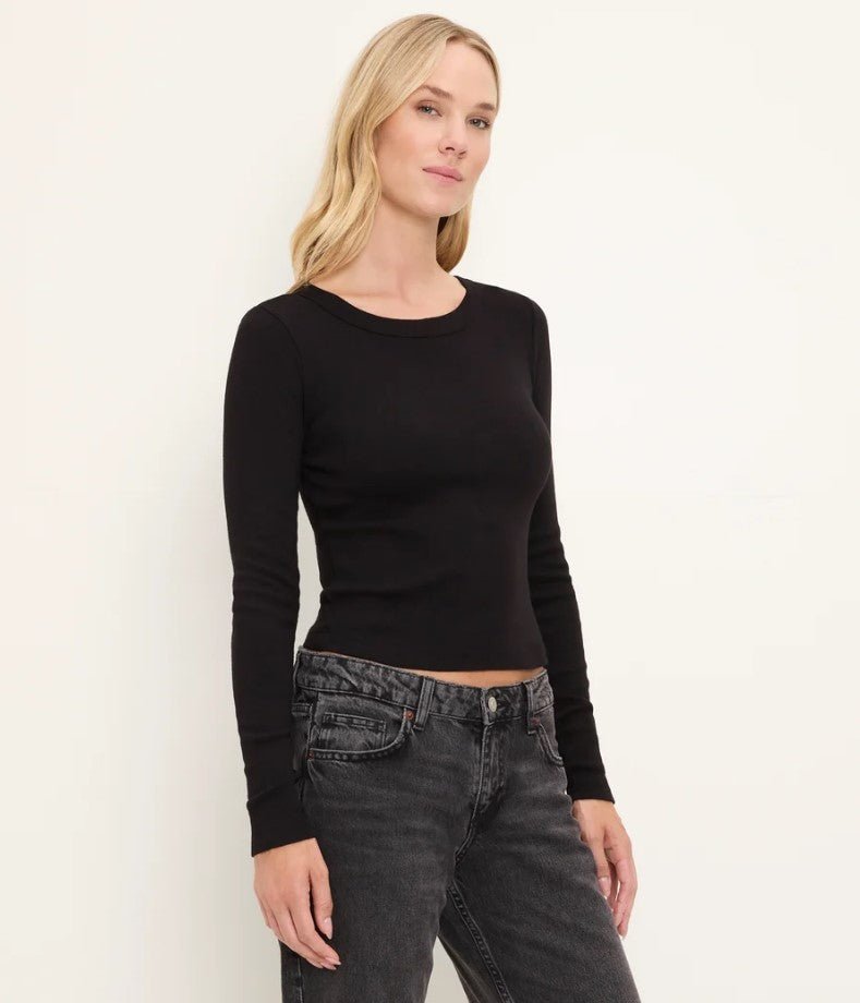 Orion Cropped Long Sleeve Tee - Black - Jaffi&
