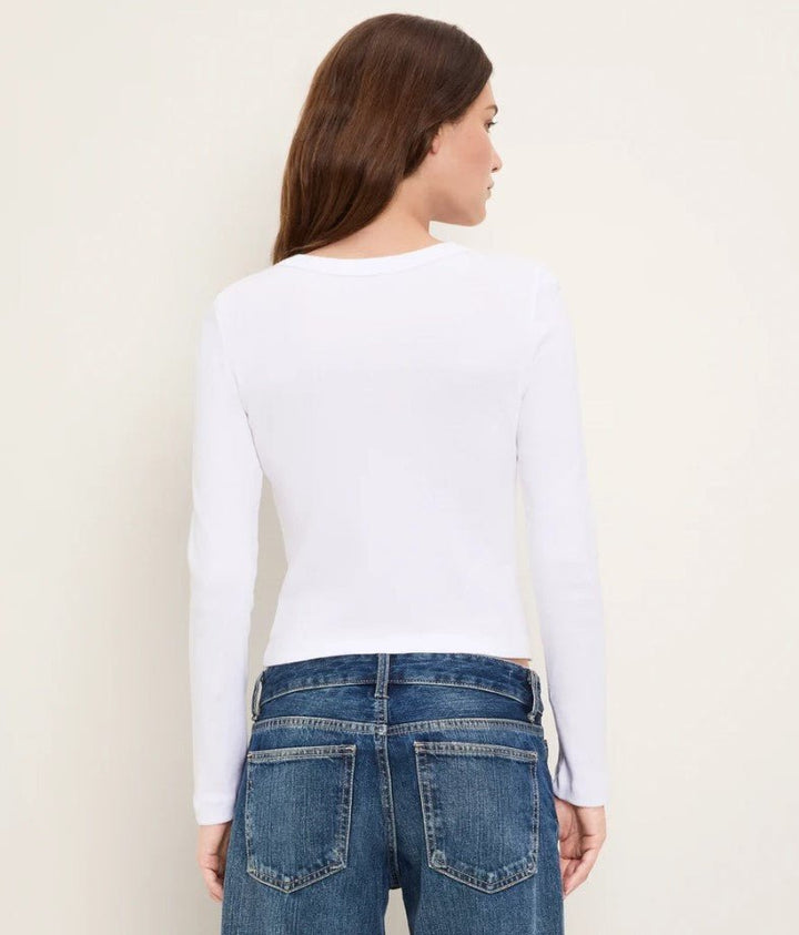 Orion Cropped Long Sleeve Tee - White - Jaffi&