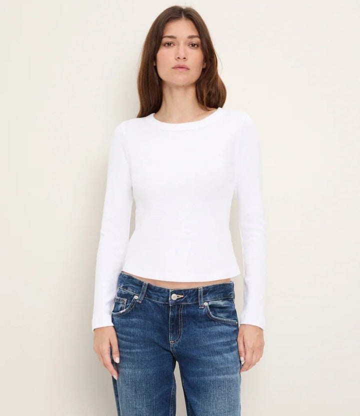 Orion Cropped Long Sleeve Tee - White - Jaffi&