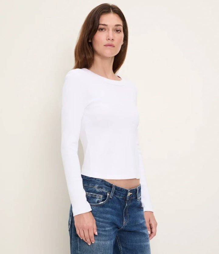Orion Cropped Long Sleeve Tee - White - Jaffi&