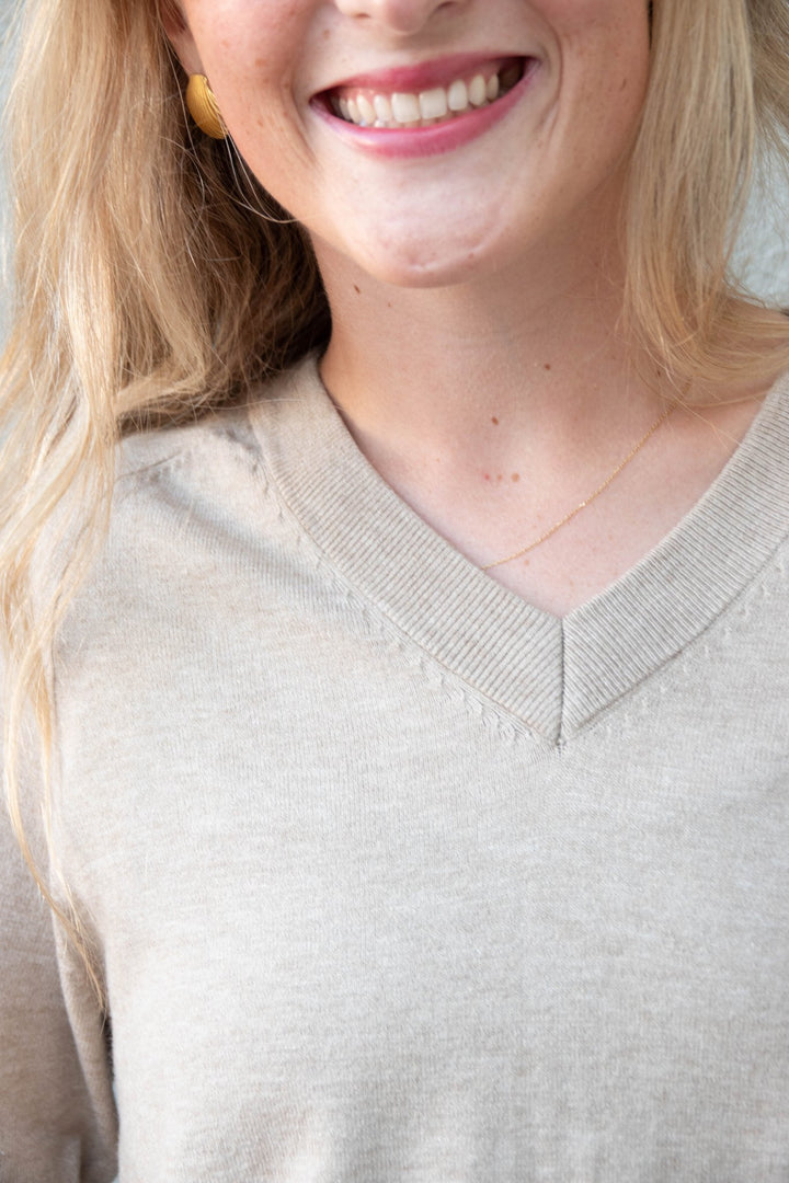 Otis V Neck Sweater - Oat - Jaffi&