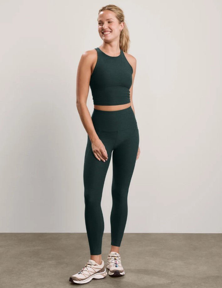 Out of Pocket High Waist Midi Legging - Dark Ivy Heather - Jaffi&