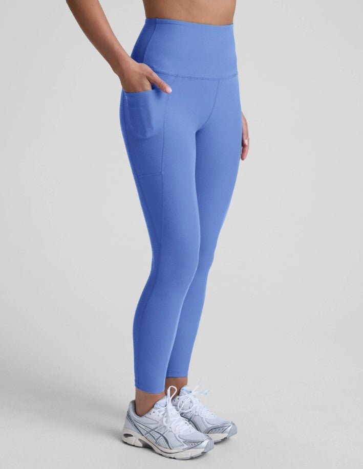Out of Pocket High Waist Midi Legging - Wildflower Blue Heather - Jaffi's