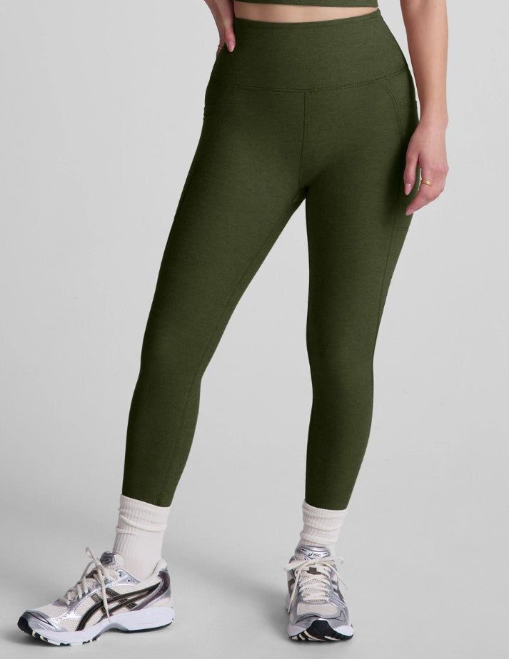 Out of Pocket High Waist Midi Legging - Army Green Heather