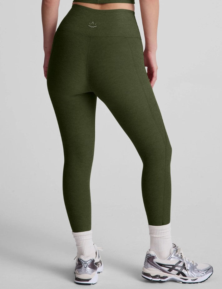 Out of Pocket High Waist Midi Legging - Army Green Heather