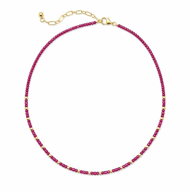 Paloma Ruby Beaded Necklace - Jaffi's