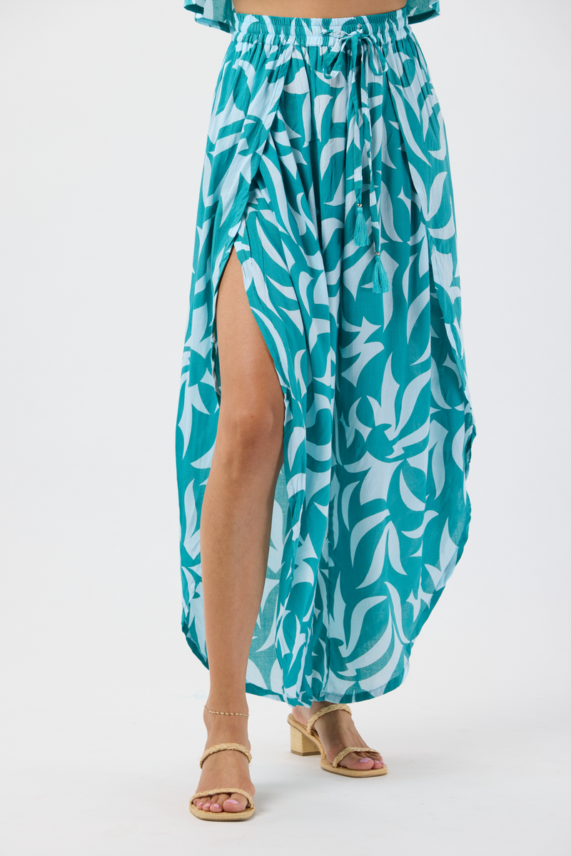 Shoreline Pant - Abstract Geo Tosca