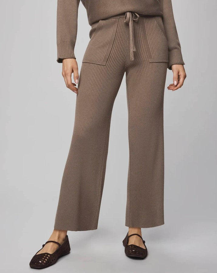 Georgie Cashblend Rib Pant - Cedar Brown