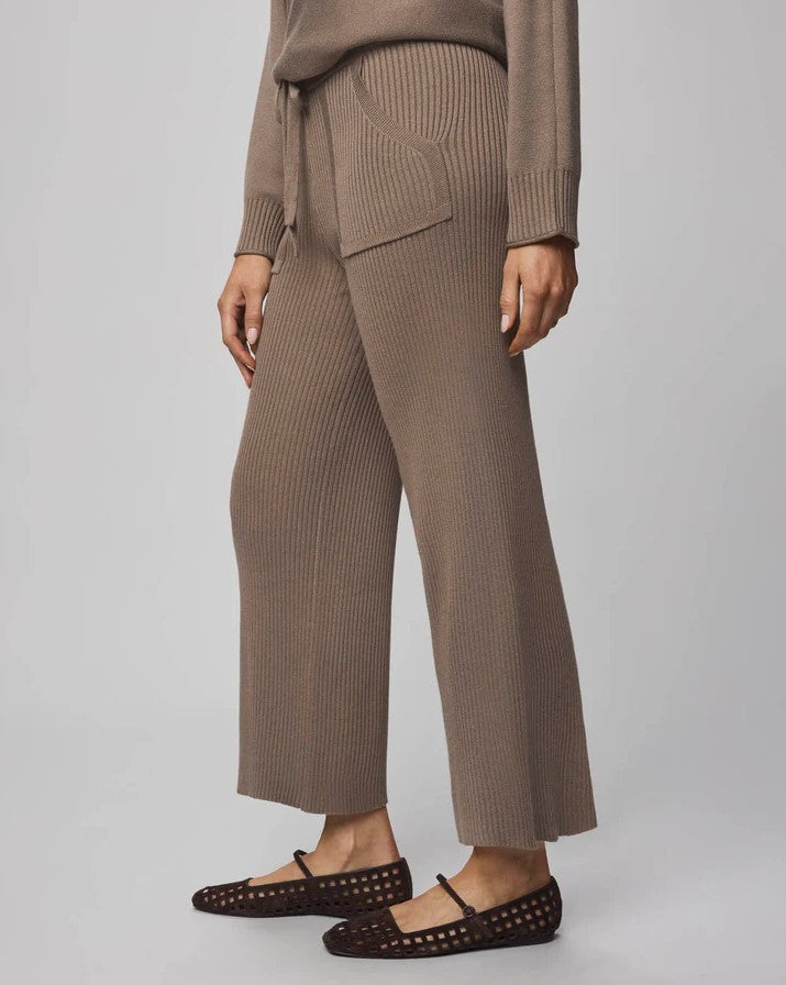 Georgie Cashblend Rib Pant - Cedar Brown
