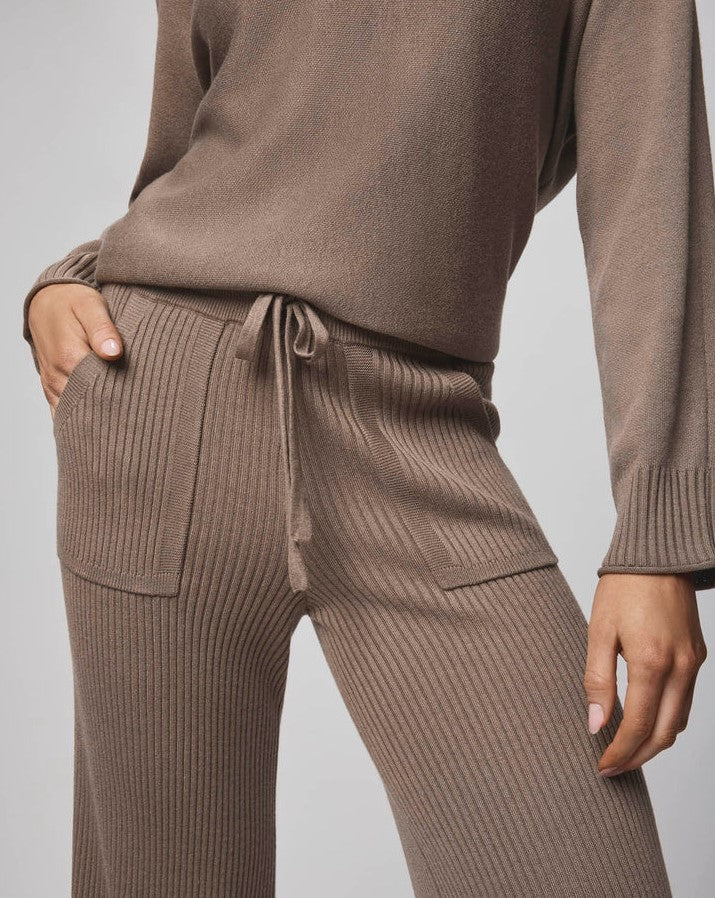 Georgie Cashblend Rib Pant - Cedar Brown