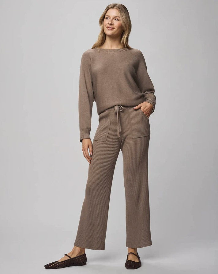 Georgie Cashblend Rib Pant - Cedar Brown