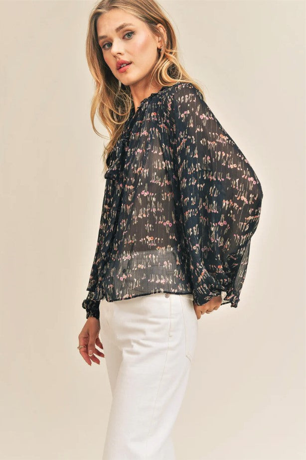 Parker Top - Navy Floral