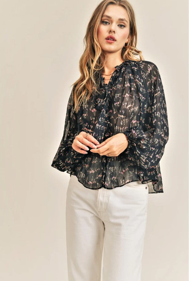 Parker Top - Navy Floral