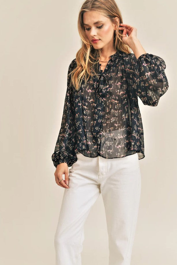 Parker Top - Navy Floral