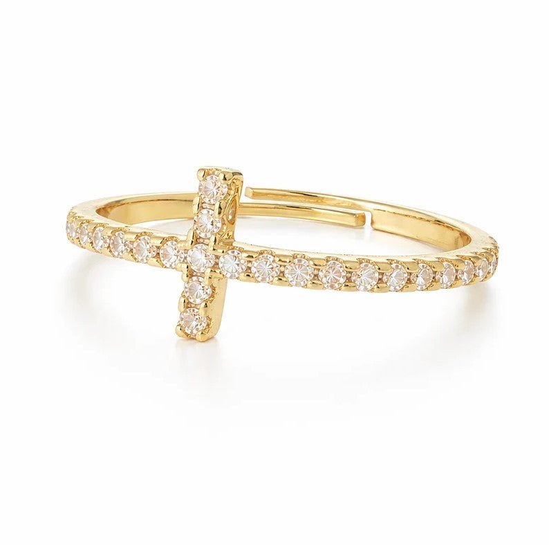 Pave Cross Ring - Jaffi&