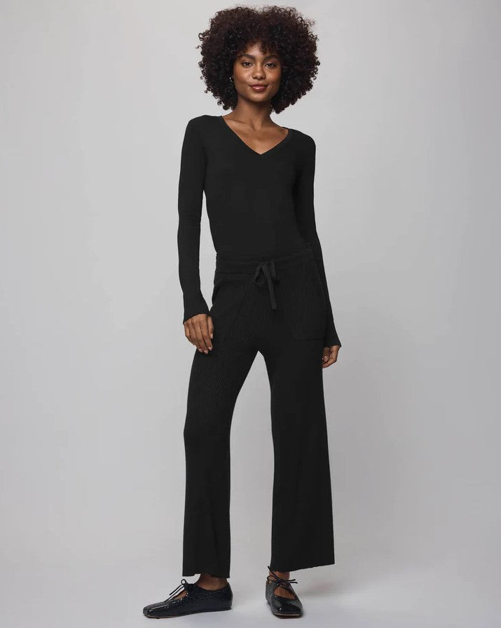 Georgie Cashblend Rib Pant - Black