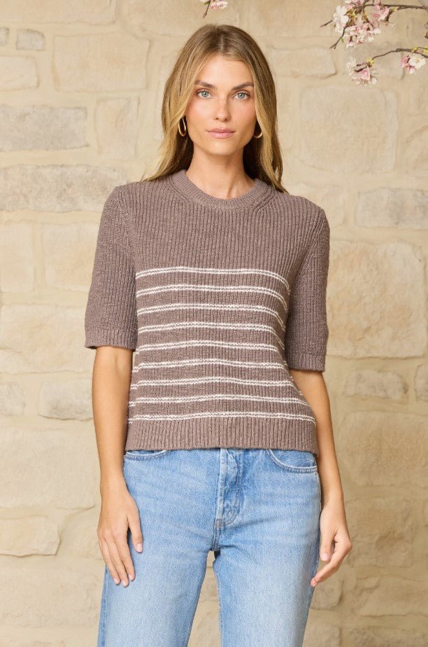 Pearson Short Sleeve Sweater - Morel Combo - Jaffi's