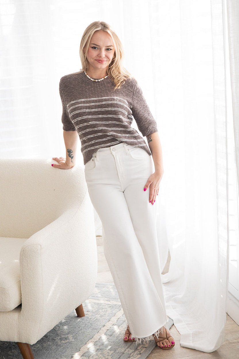 Pearson Short Sleeve Sweater - Morel Combo - Jaffi's