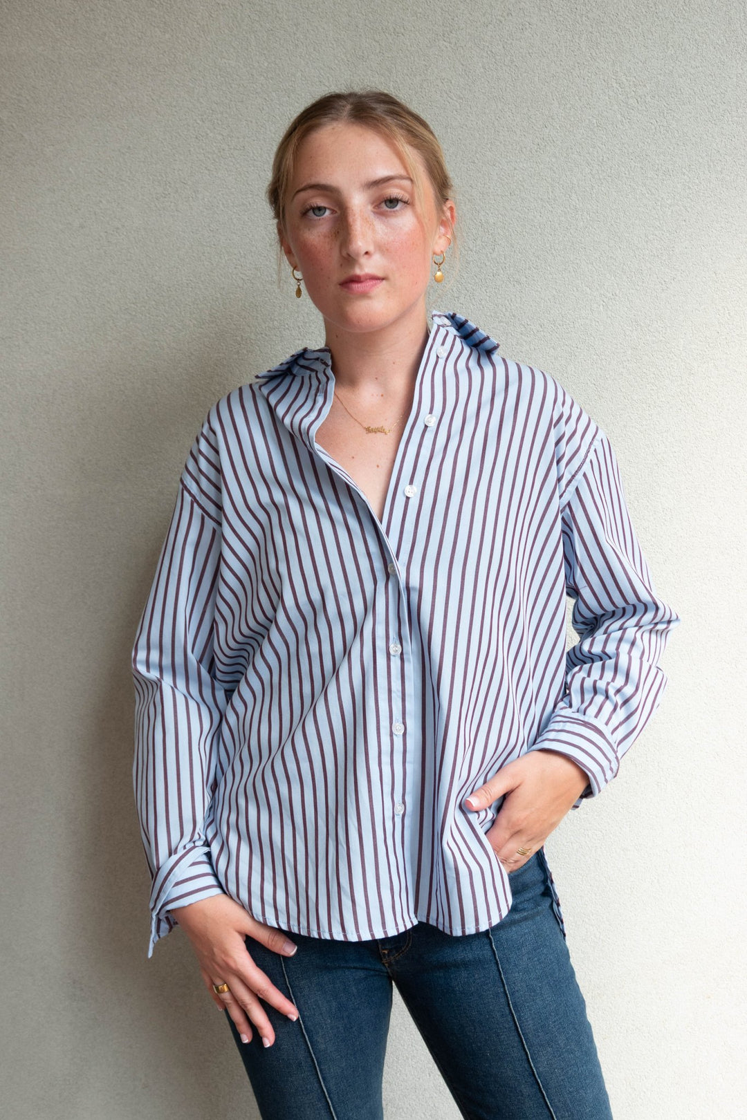 Pemberly Button Down - Bluebird Stripe - Jaffi&