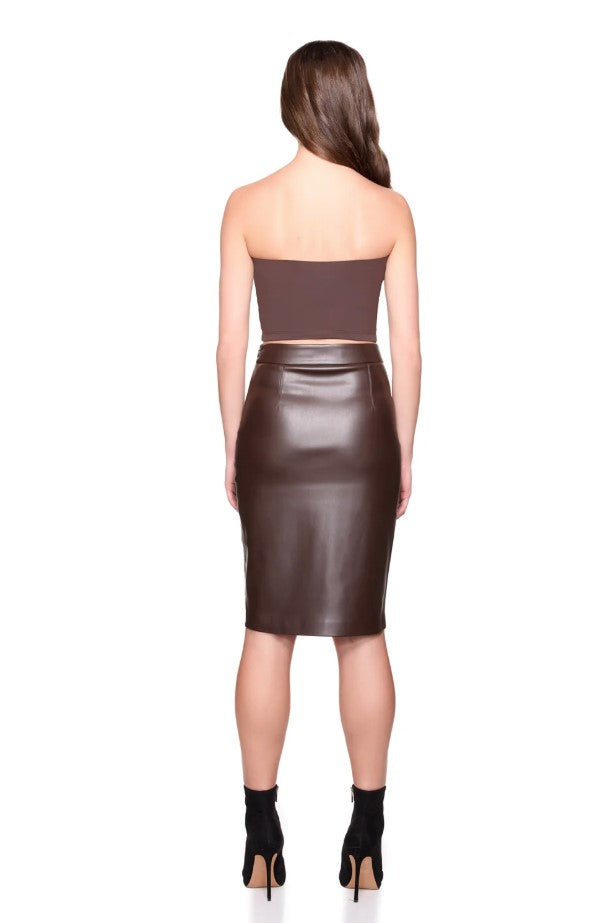 Faux Leather Pencil Skirt - Java