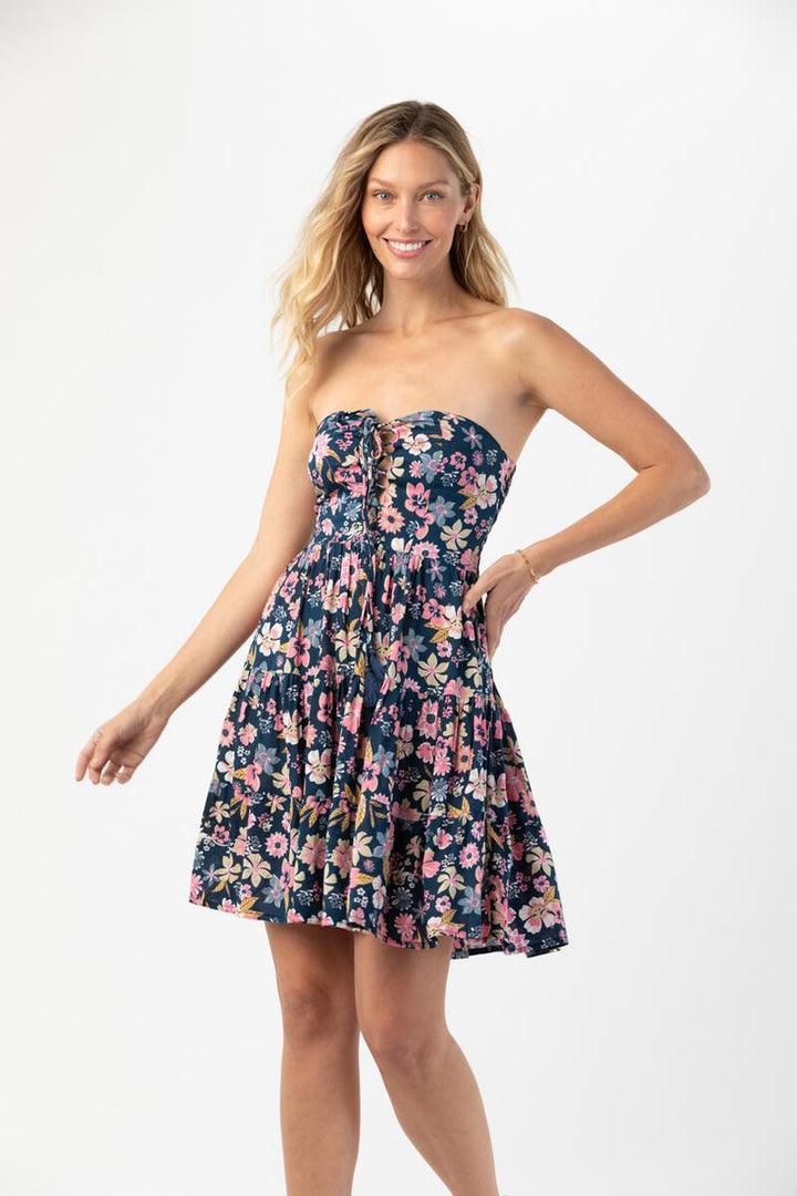 Perth Mini Dress - Wildflowers Navy