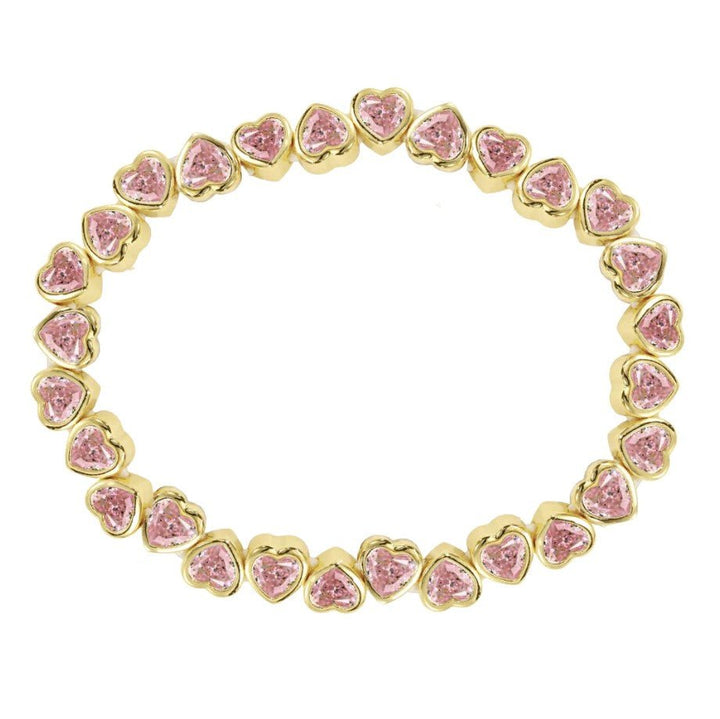Pink Stretchy Bezel Heart Bracelet - Jaffi's