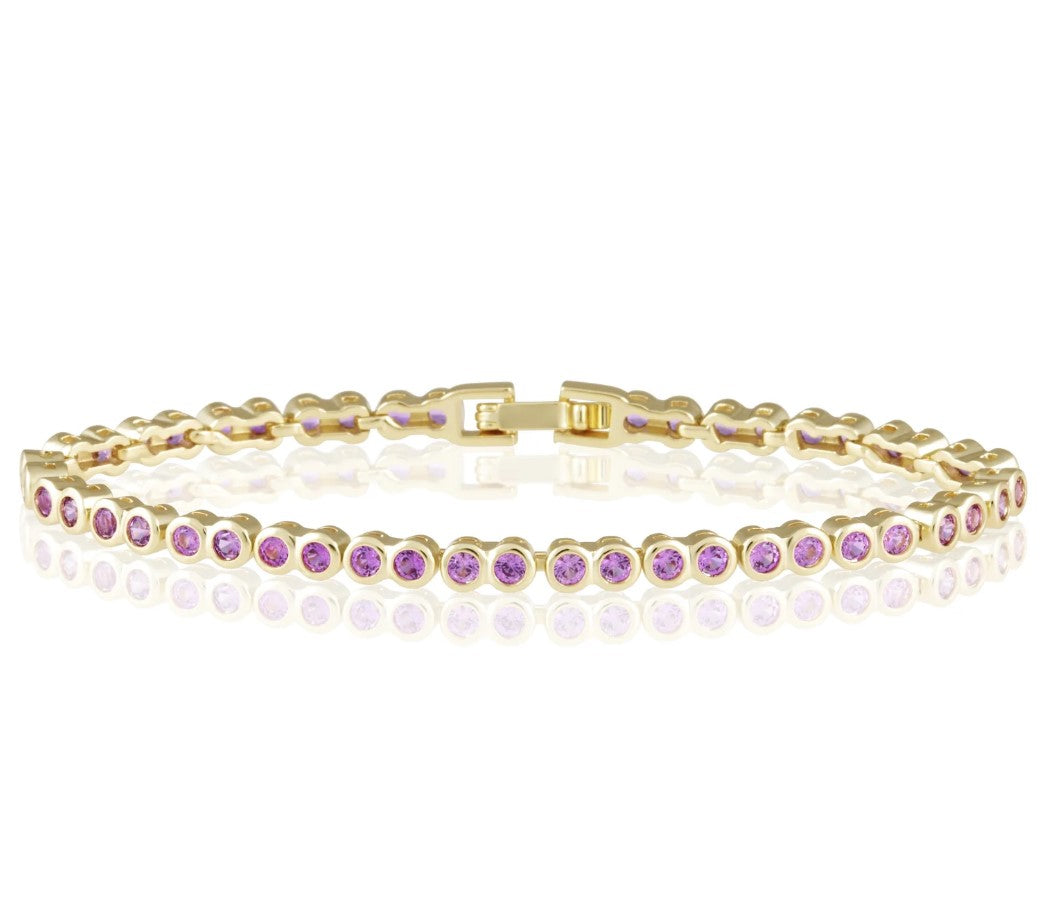 Pink Bezel Tennis Bracelet