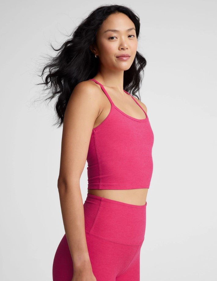 Spacedye Slim Racerback Cropped Tank - Vivid Pink Heather