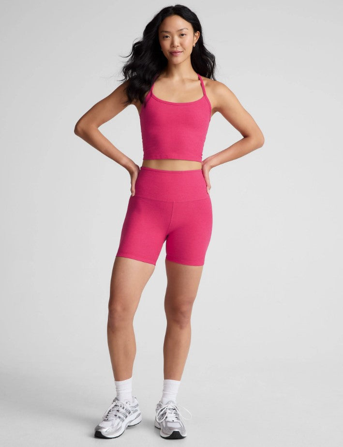 Spacedye Slim Racerback Cropped Tank - Vivid Pink Heather