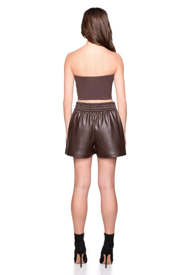 Faux Leather Pleat Short - Java