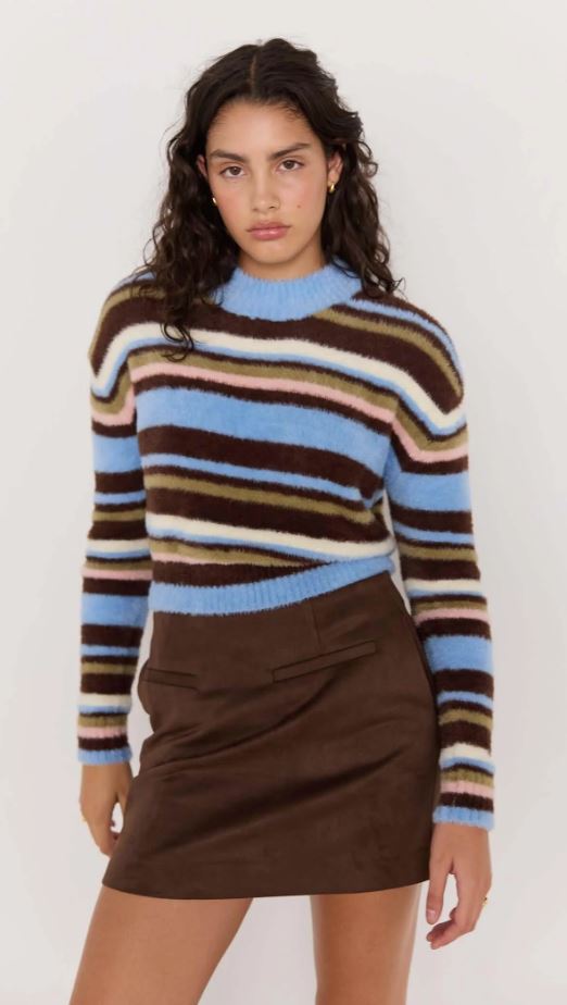 Multi Poet Fluffy Stripe Sweater