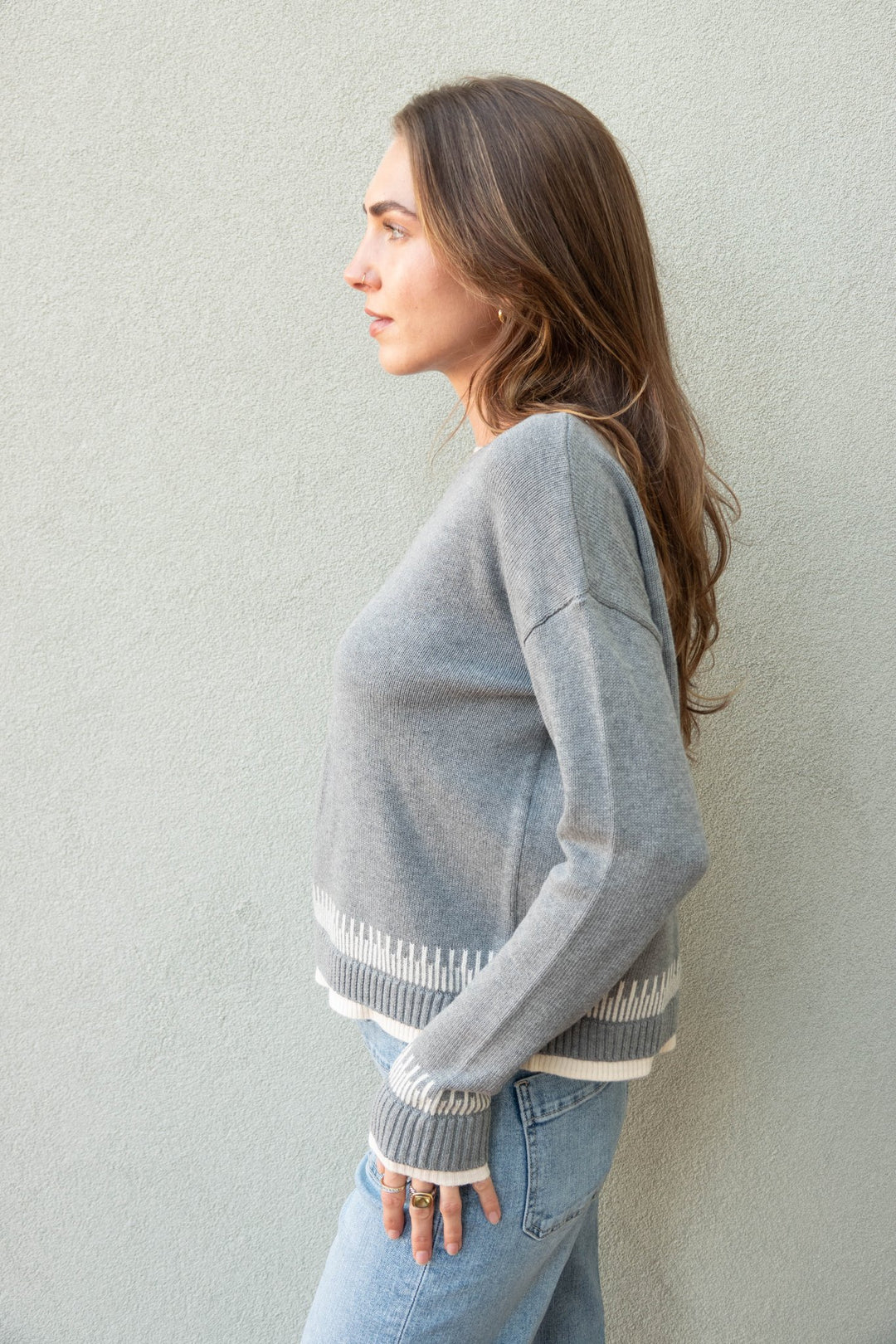 Point Taken Cotton Sweater - Grey Shadow - Jaffi&