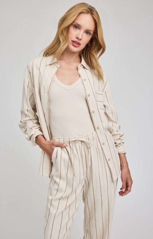 Portia Button Down - Linen Stripe - Jaffi's