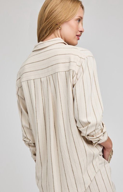 Portia Button Down - Linen Stripe - Jaffi's