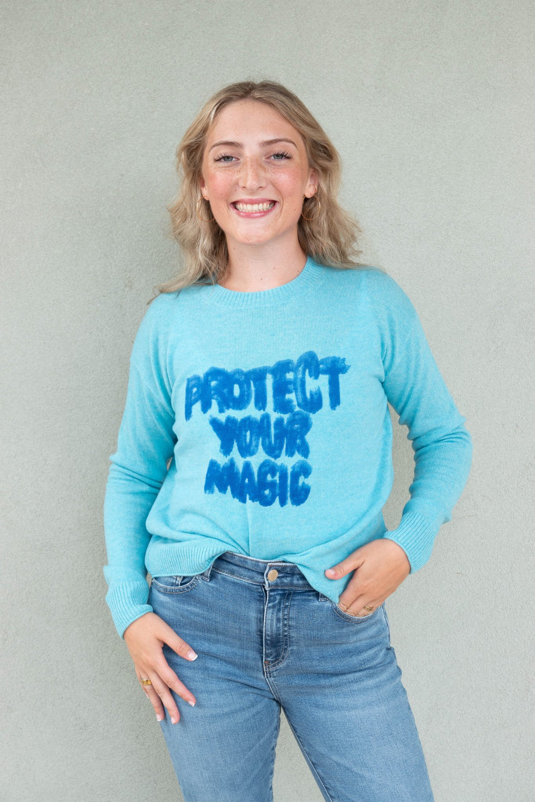 Protect Your Magic Cashmere Sweater - Blue Magic - Jaffi&