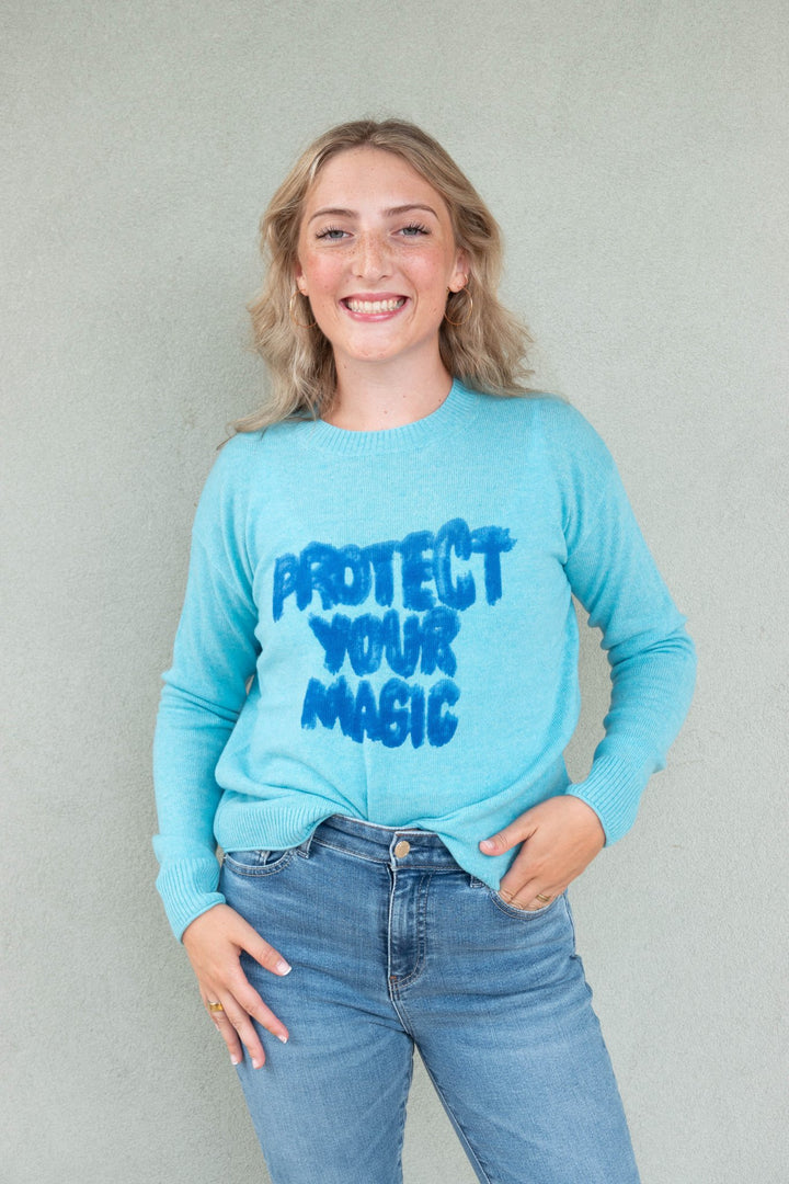 Protect Your Magic Cashmere Sweater - Blue Magic - Jaffi&
