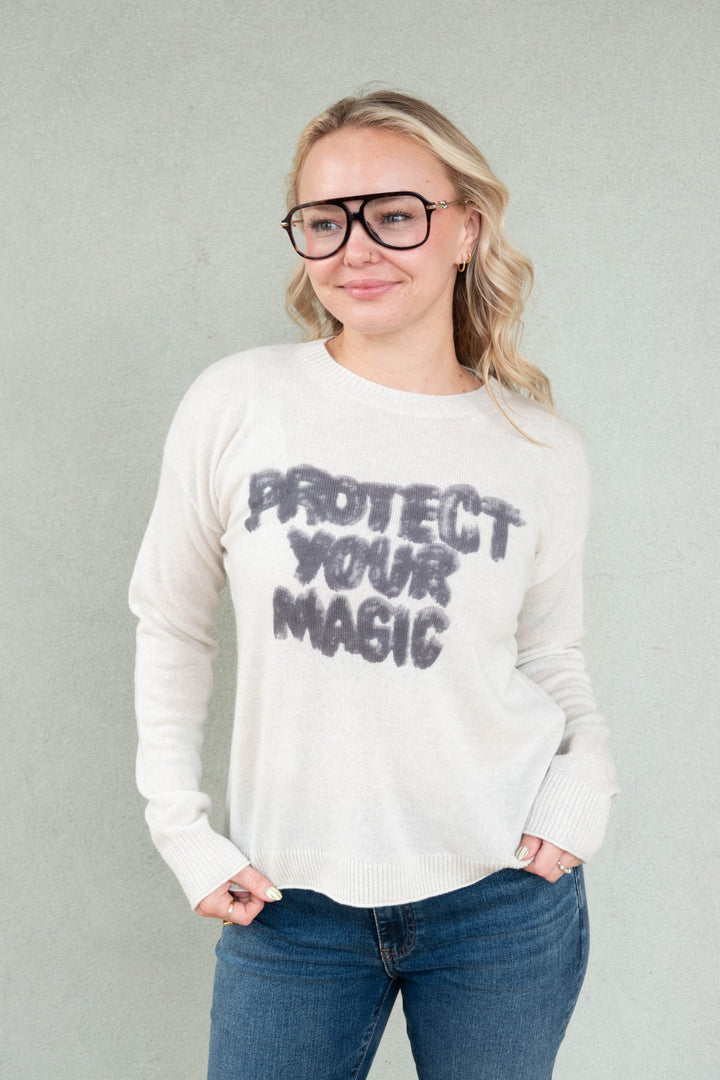 Protect Your Magic Cashmere Sweater - Iced Grey - Jaffi&